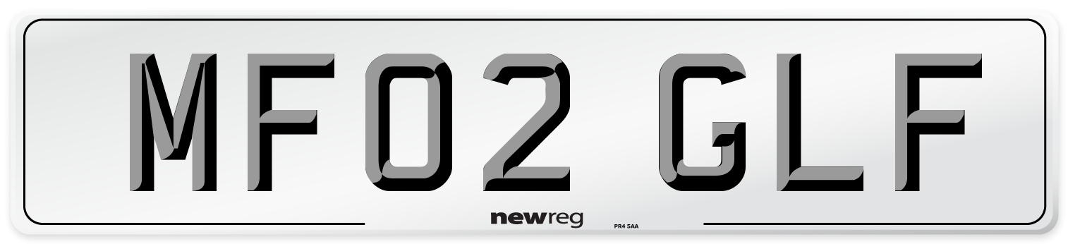 MF02 GLF Number Plate from New Reg